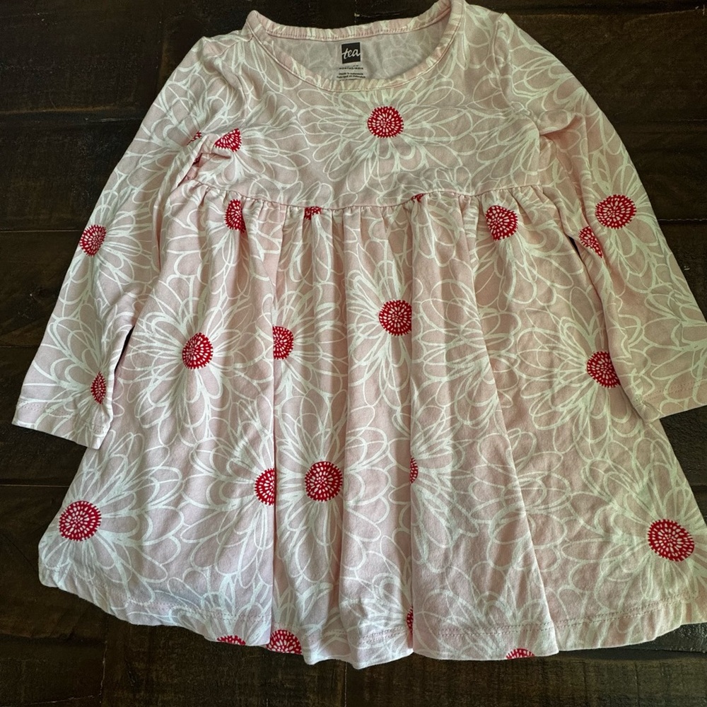 Tea Collection Pink and Red Floral Kids Dress